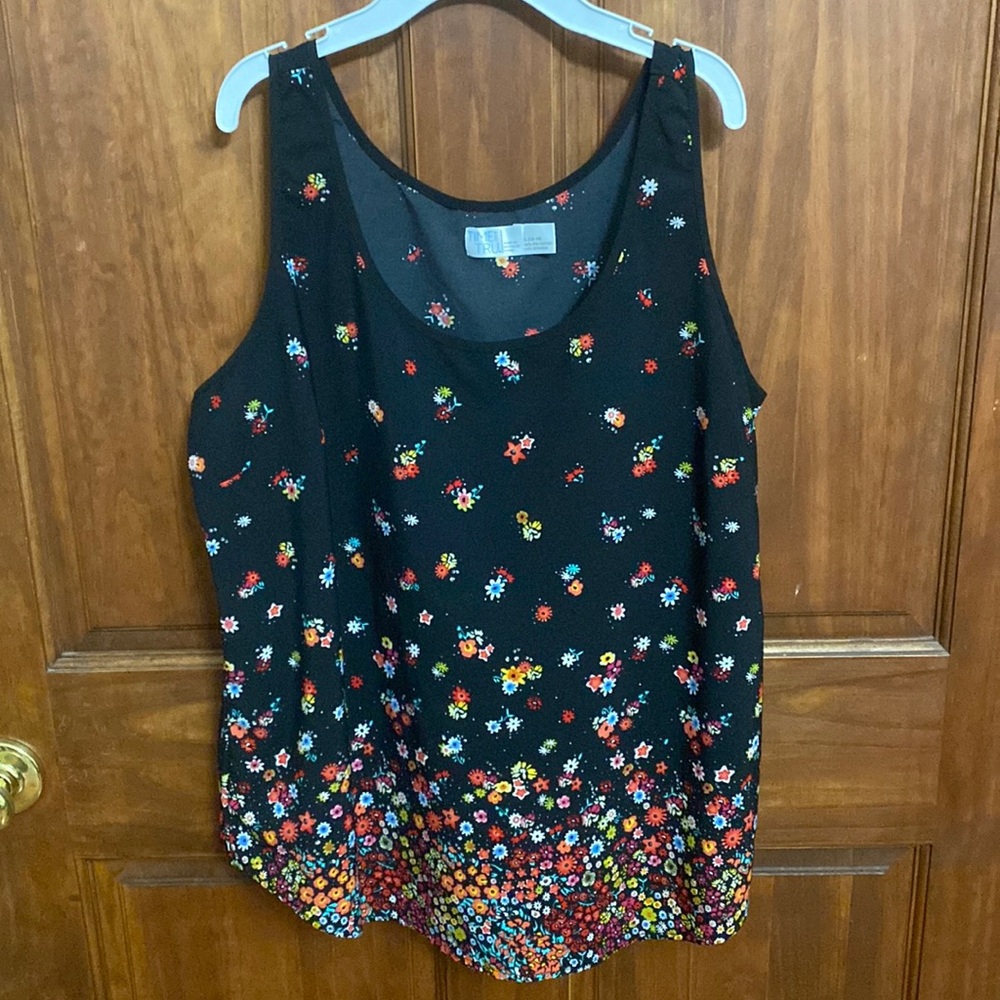 Time And Tru Black Floral Top